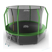 Батут FitToSky 252см с внутренней сеткой и лесенкой зеленый